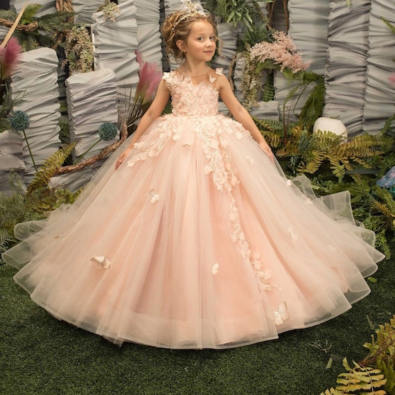 Beautiful White Ball Gowns Princess Kids Wedding Dresses Lace Appliques  Pearl Long Sleeves Girls Pageant Gown Tulle Flower Girl Dr155w From 39,55 €  | DHgate
