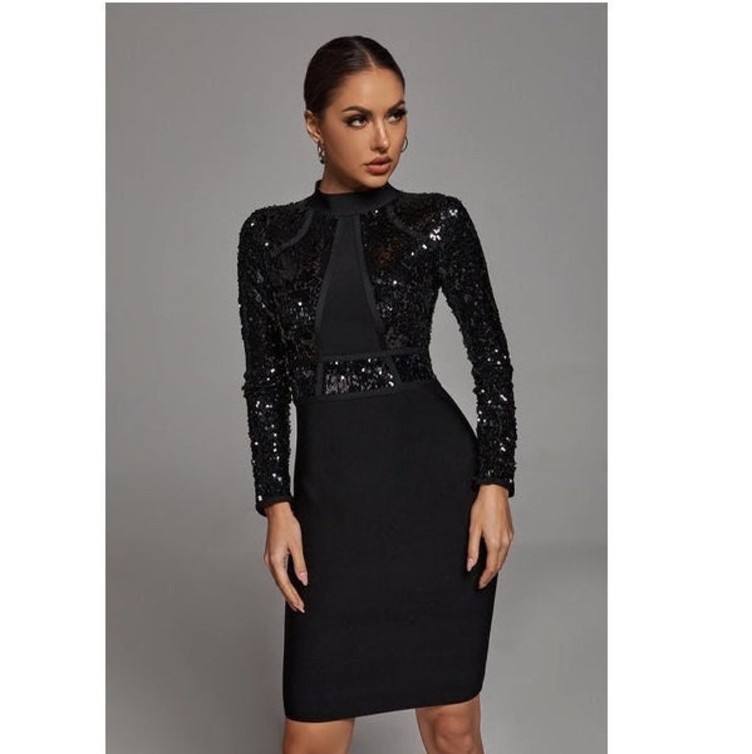 Short Black Dress Long Sleeves Black Dress One Piece Black Etsy