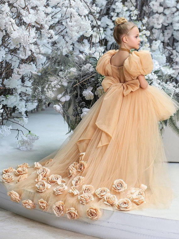 White and gold top dress for kids