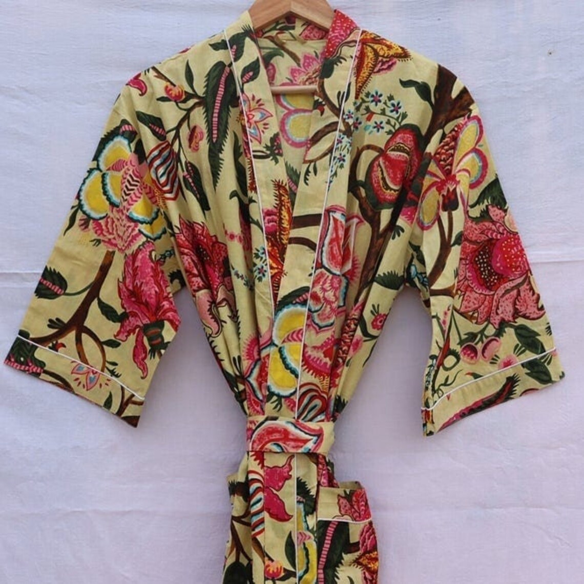 Hand Tie Dye Kimono Robe Cotton Kimono for Women Floral Etsy