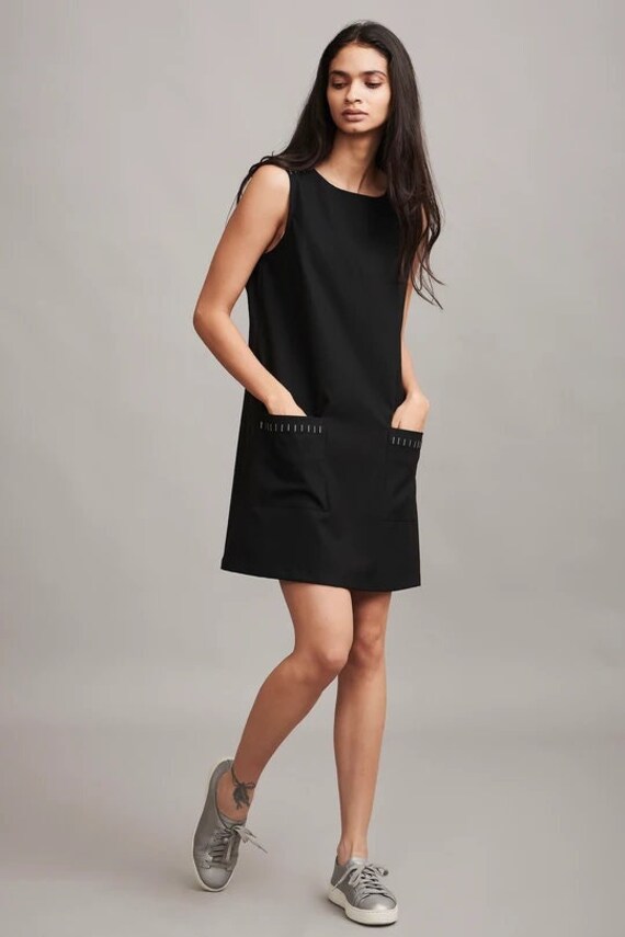 Tunic Dress With Pockets Black Short 