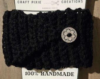 Reusable Mug Sleeve with Button - Handmade Coffee Cozy - Crochet Koozie