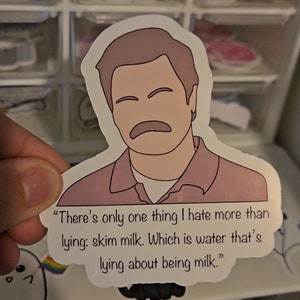 Ron Swason Skim Milk Quote Sticker - Parks and Rec