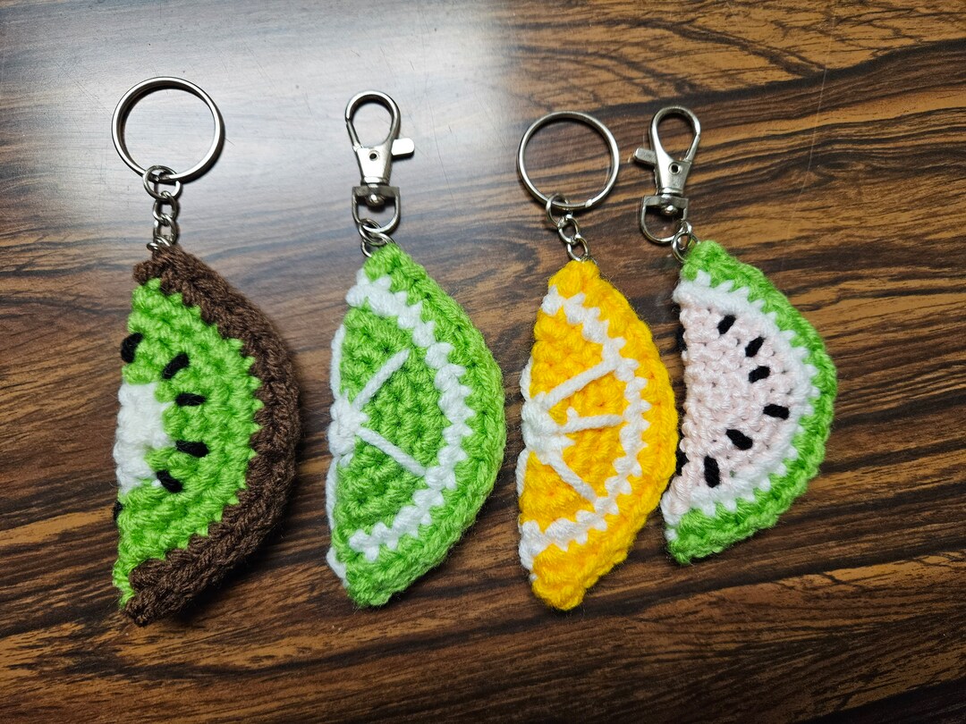 Crochet Fruit Keychains Kiwi Lemon Lime Watermelon Etsy