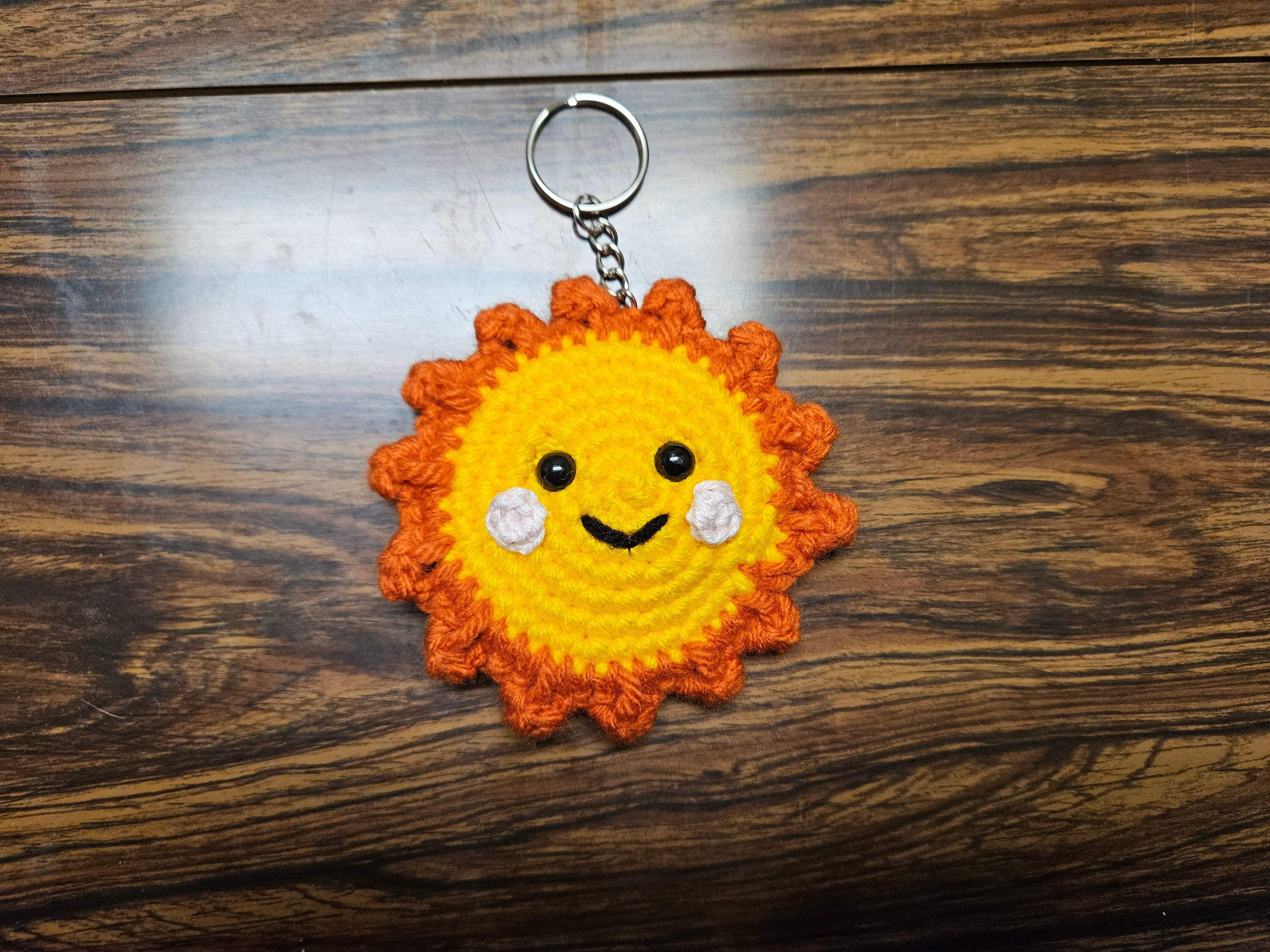 Crochet Smiling Sun Keychain - Handmade - Etsy