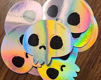Cute Holographic Skull Sticker