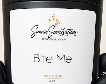 Bite Me | Fruity Scented Candle |  Black Cherry, Berry & Vanilla |  14 oz Soy Blend Tin Vessel
