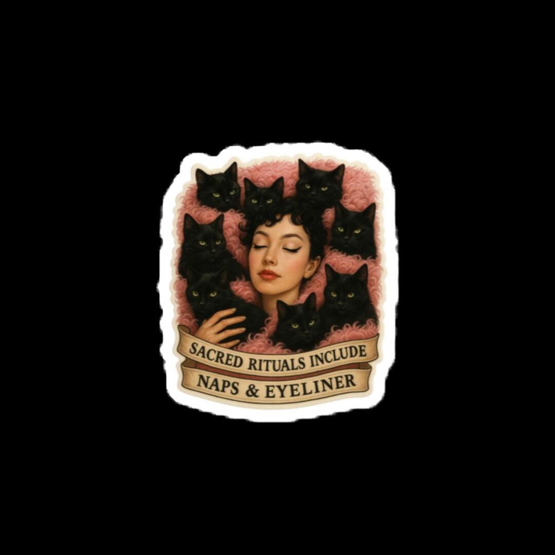 Sacred Rituals Sticker – Black Cat & Eyeliner Aesthetic | Witchy Vinyl ...