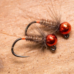 Pheasant Tail Jig Nymph - Metallic Orange Bead (3-Pack)
