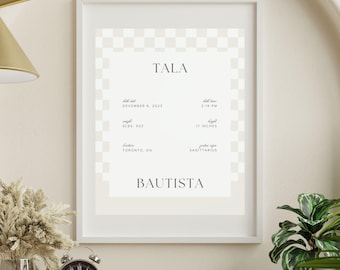 Birth Details Poster Baby Announcement Print Modern Baby Wall Art Printable Baby Poster for Nursery Template for Newborn