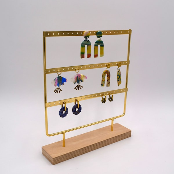 Jewelry stand for earrings | Jewelry Storage | Jewelry presentation | jewelry box | Earring holder | Wooden display | "Golden Wall"