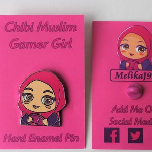 Chibi muslimische Gamer Mädchen Emaille Pin