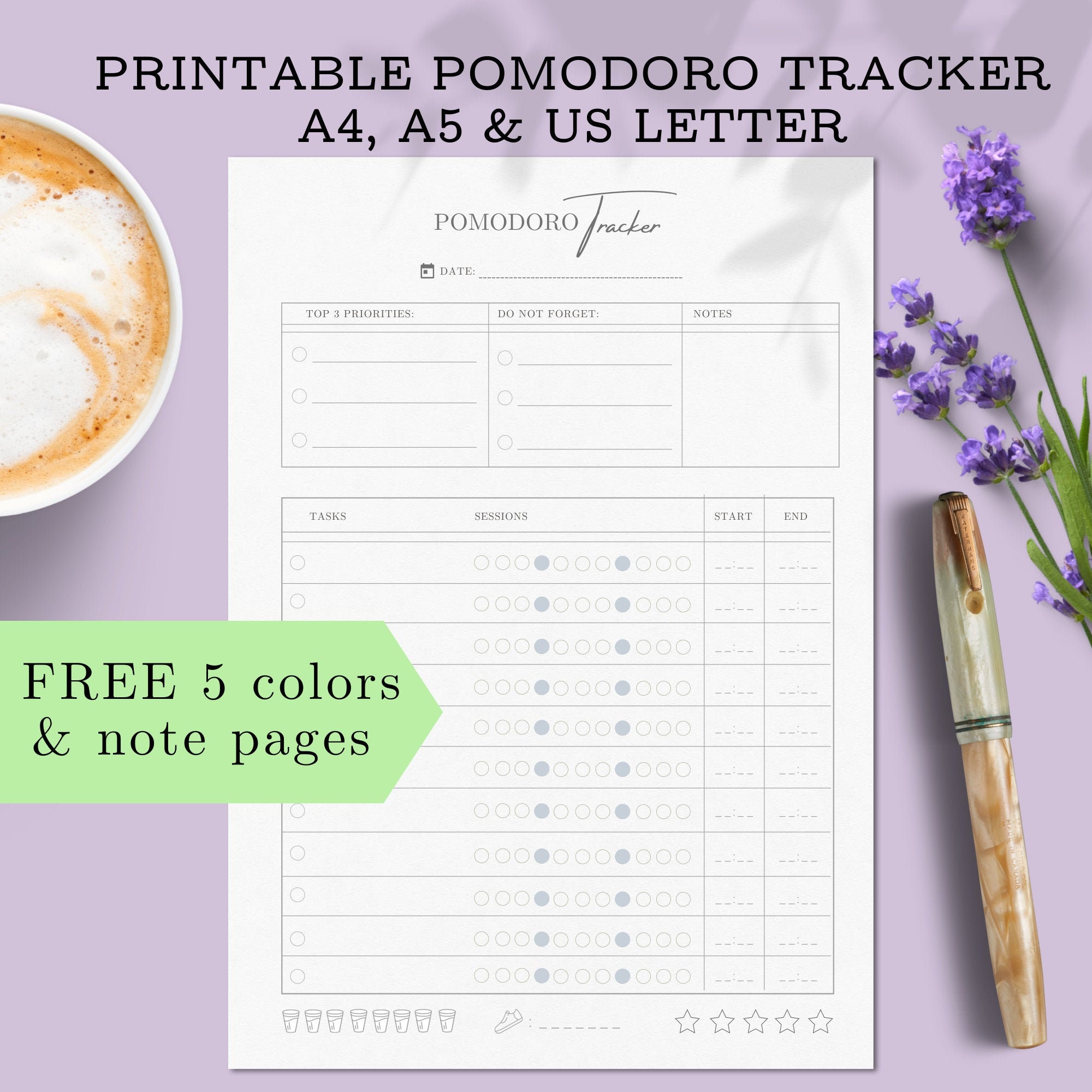 Printable Pomodoro Tracker Digital download Pomodoro planner | Etsy