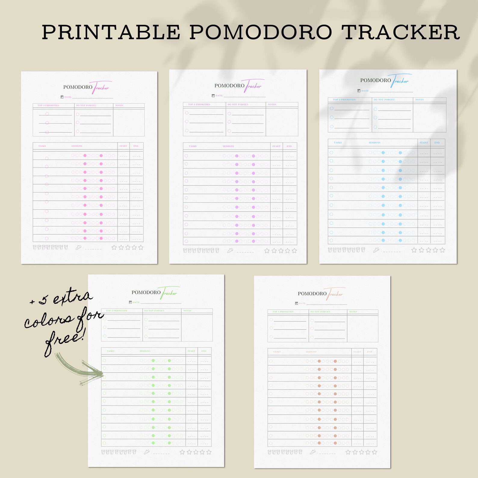 Printable Pomodoro Tracker Digital download Pomodoro planner | Etsy