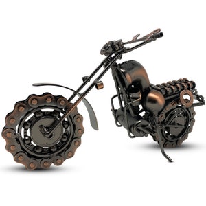 Scrap Cycles &quot;El Diablo&quot; Motorcycle Model Welded From Scrap Metal Pieces & Parts- The Perfect Gift For Men and Women Motorcycle Riders