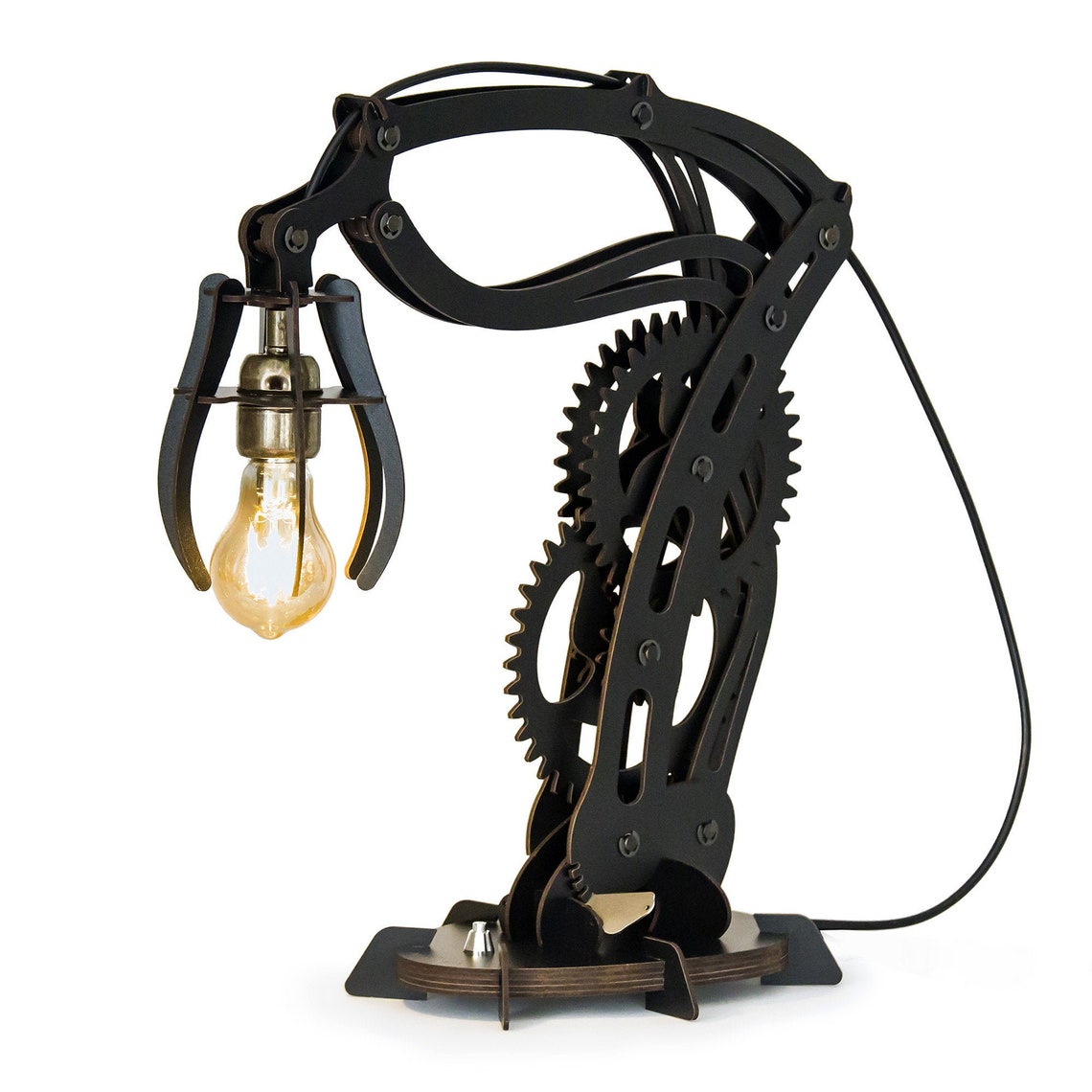 Mechanical wooden desk lamp Etsy