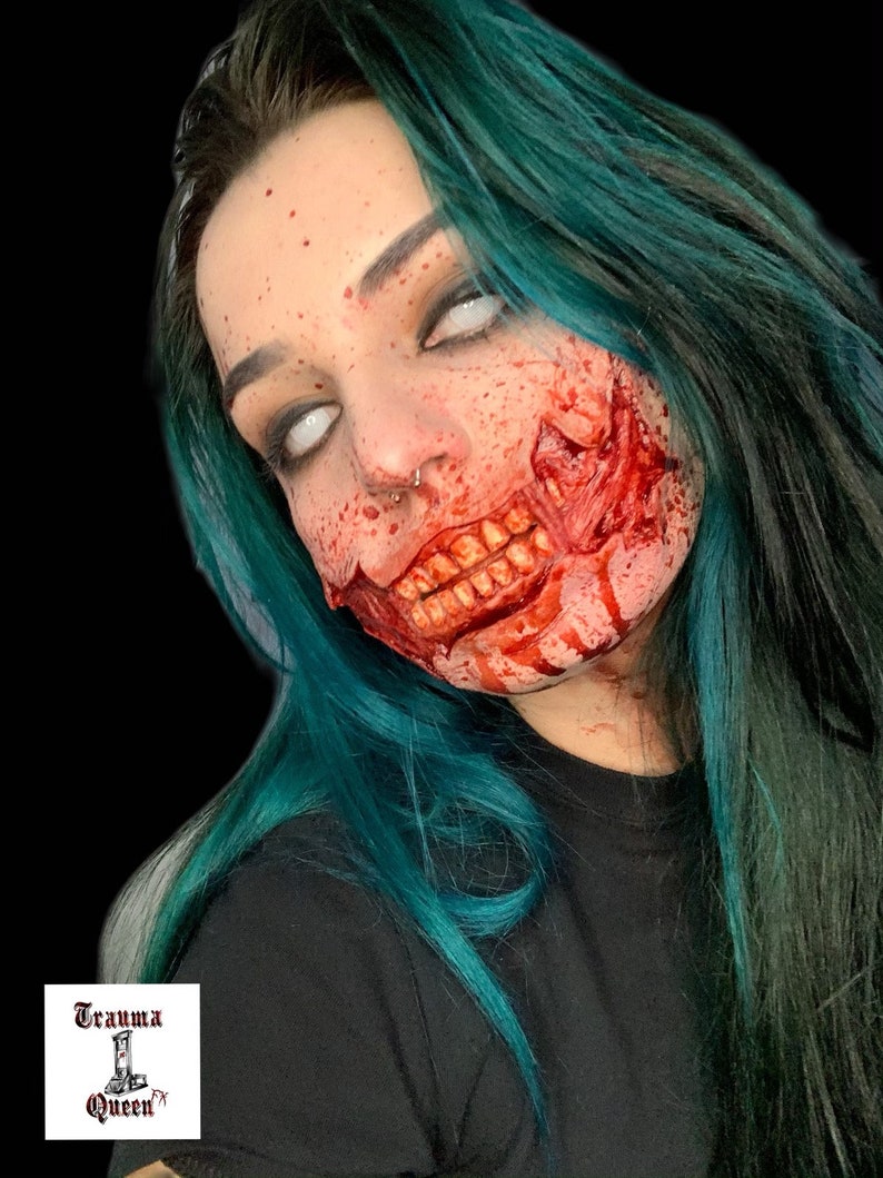 Zombie Mouth Prosthetic / Face Injury / Trauma Makeup / Halloween Makeup / Special Effects Makeup / Encapsulated Silicone / / Cosplay / image 3