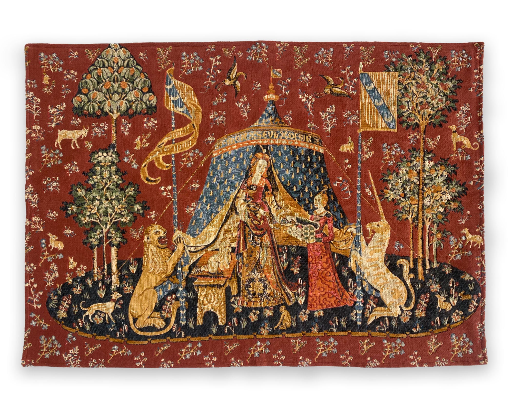 フランスヴィンテージ　スクリーン　ユニコーン　ゴブラン織ついたて　5枚仕立て LADY AND UNICORN [ Vintage Rare] French Tapestry Wall Hanging