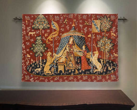 フランスヴィンテージ　スクリーン　ユニコーン　ゴブラン織ついたて　5枚仕立て LADY AND UNICORN [ Vintage Rare] French Tapestry Wall Hanging