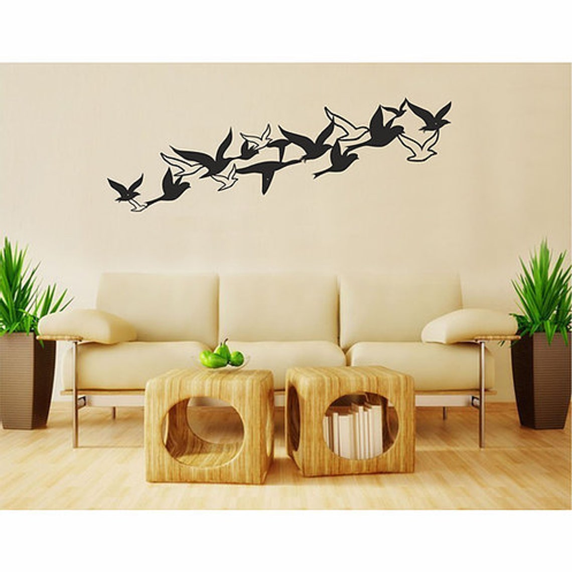 Flock of Birds Metal Wall Hanging Art recubierto de polvo Etsy