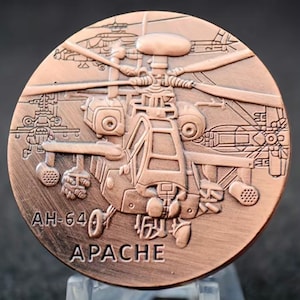 Apache Helicopter US Army - AH-64 - Embossed Commemorative Medal - Free SHIPPING - See Item Description It Applies !