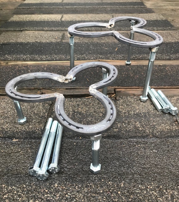 Hand Forged Horseshoe Dutch Oven Cooking Stand / Trivet Height Adjustable 2  Sets of Bolts Included REDUCED SHIPPING 