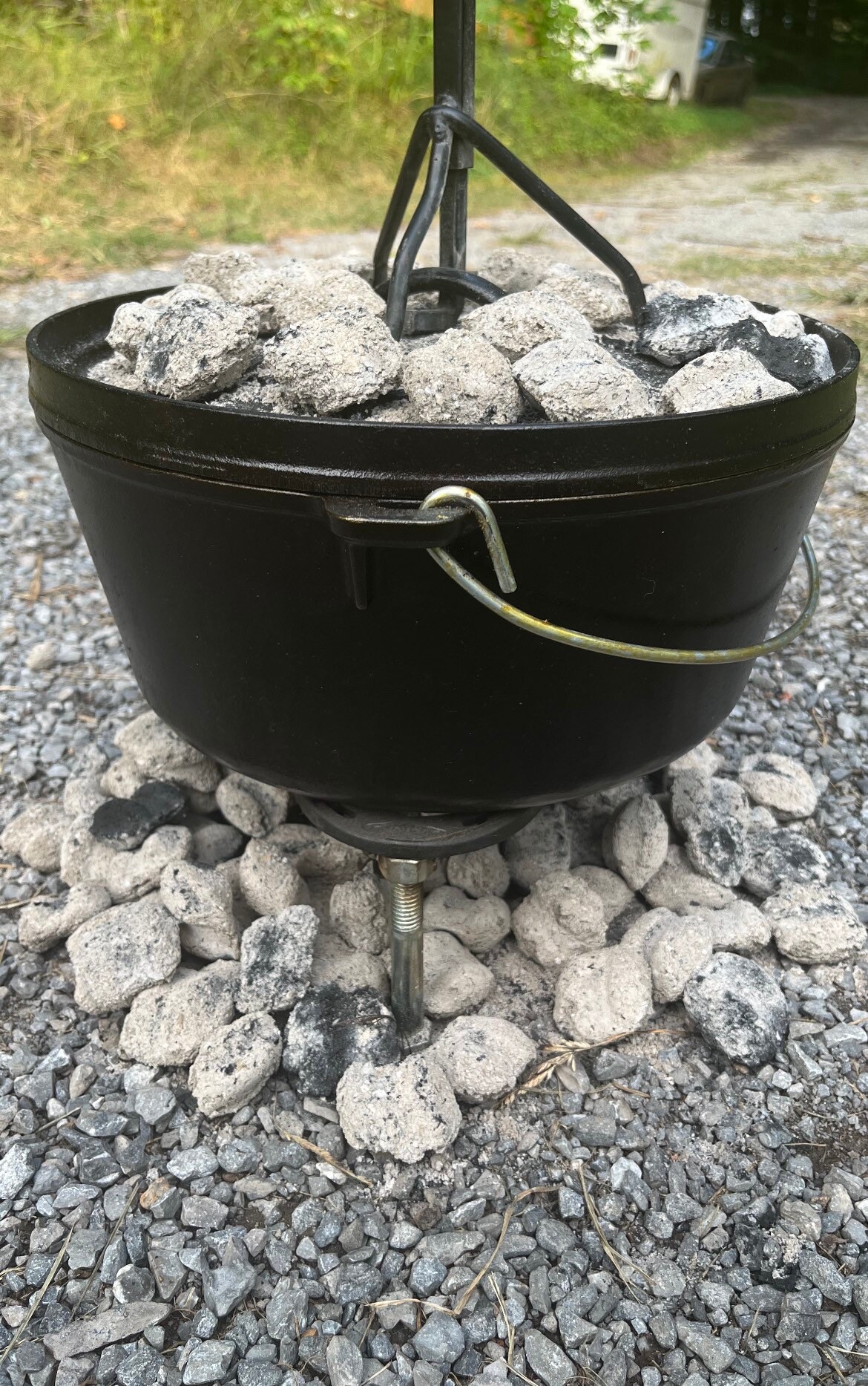 Hand Forged Horseshoe Dutch Oven Cooking Stand / Trivet Height Adjustable 2  Sets of Bolts Included REDUCED SHIPPING 