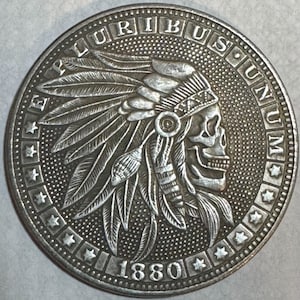 1880 Indian Skull Head Morgan Dollar Hobo Commemorative Silvery Coin- 1 or 2 Coin Deal- Free Shipping - See Item Description It Applies !