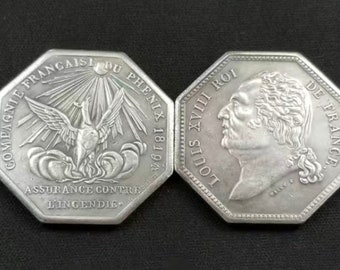 1819 Louis XVIII French Collectors Silvery Replica Coin - Very Rare - Free Shipping - *See Item DESCRIPTION- It Applies*