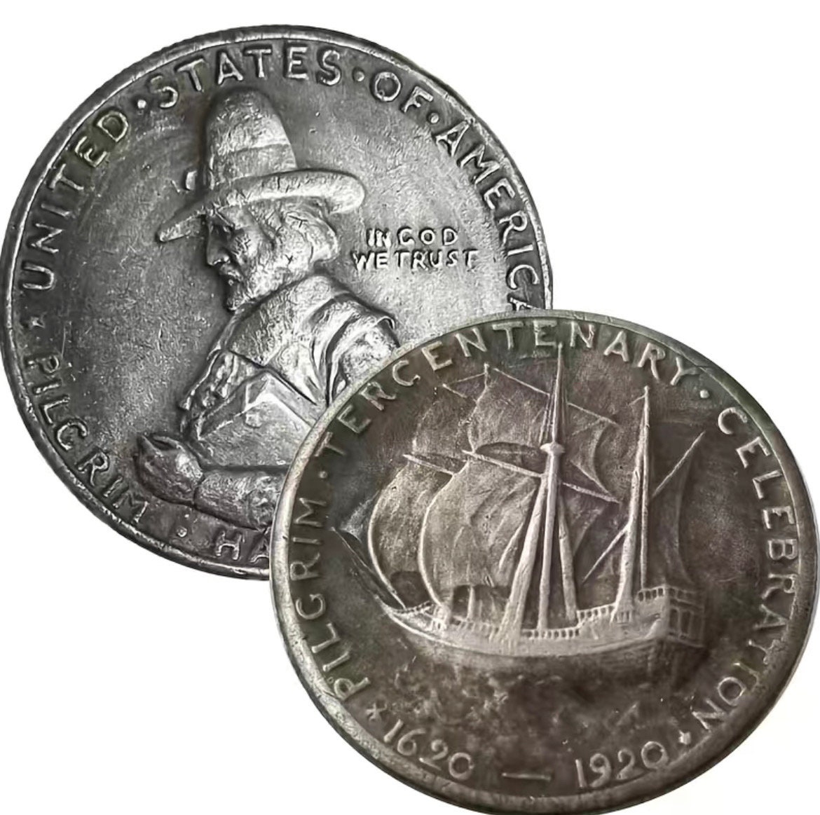 1355.　未使用　銀貨　1920年　アメリカ　ピルグリム　記念　コイン 1355. 未使用 銀貨 1920年 アメリカ ピルグリム 記念 コイン