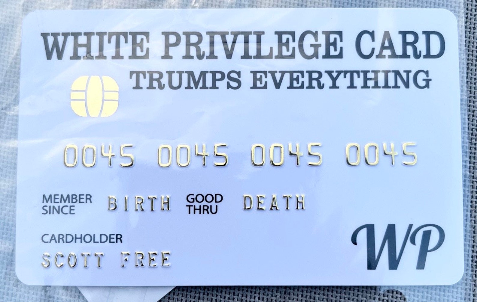 Pack Of 6 White Privilege Funny Joke Cards - PVC Business Card Size For Gags, Gifts & Inspiration