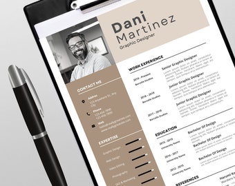 Digital Product Modern Minimalist CV Resume – Editable Resume Template – Digital Download