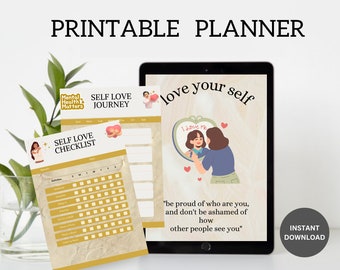 Printable Self-Care Planner – Nourish Your Well-Being with Ease – Daily Journal Habit Tracker