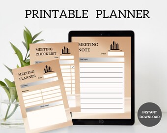 Printable Meeting Planner - Effortless Business Meeting Organization – Business Daily Planner