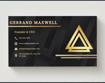 Black and Gold Modern Elegant Business Card – Sophisticated Networking – Modern Business Card – Digital Download