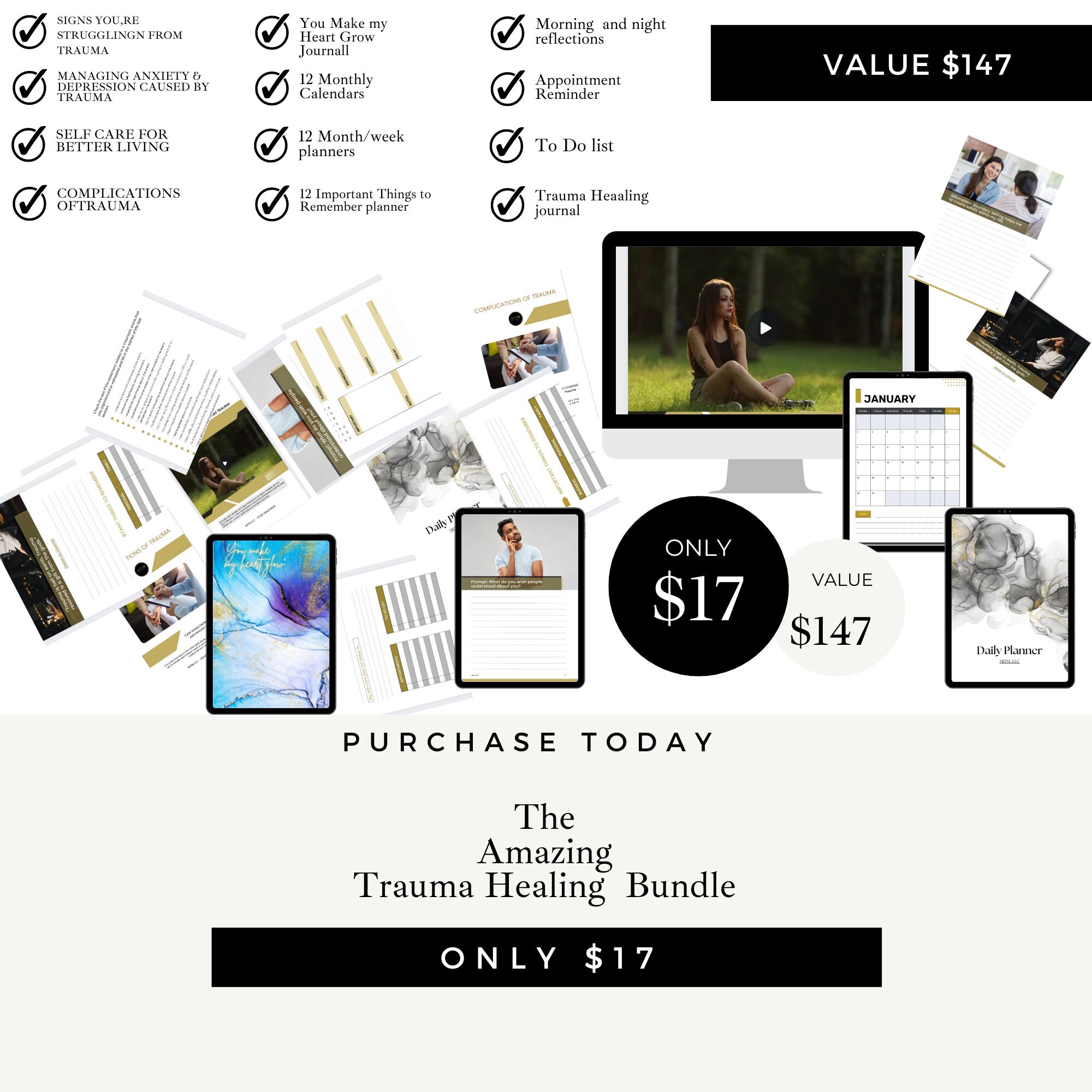 Trauma Healing Bundle Workbook – Digital Download for Personal Growth ...