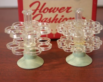 PRETYZOOM 2Pc Glasses Frog Holder Plastic Flower Arrangement Holder Home Flower Art Prop- Transparent