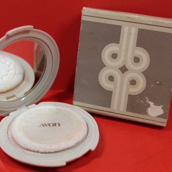Vintage Avon Compact with Original Box / Avon Delicate Beauty Compact with Mirror / Translucent Pressed Powder / Ladies Cosmetics