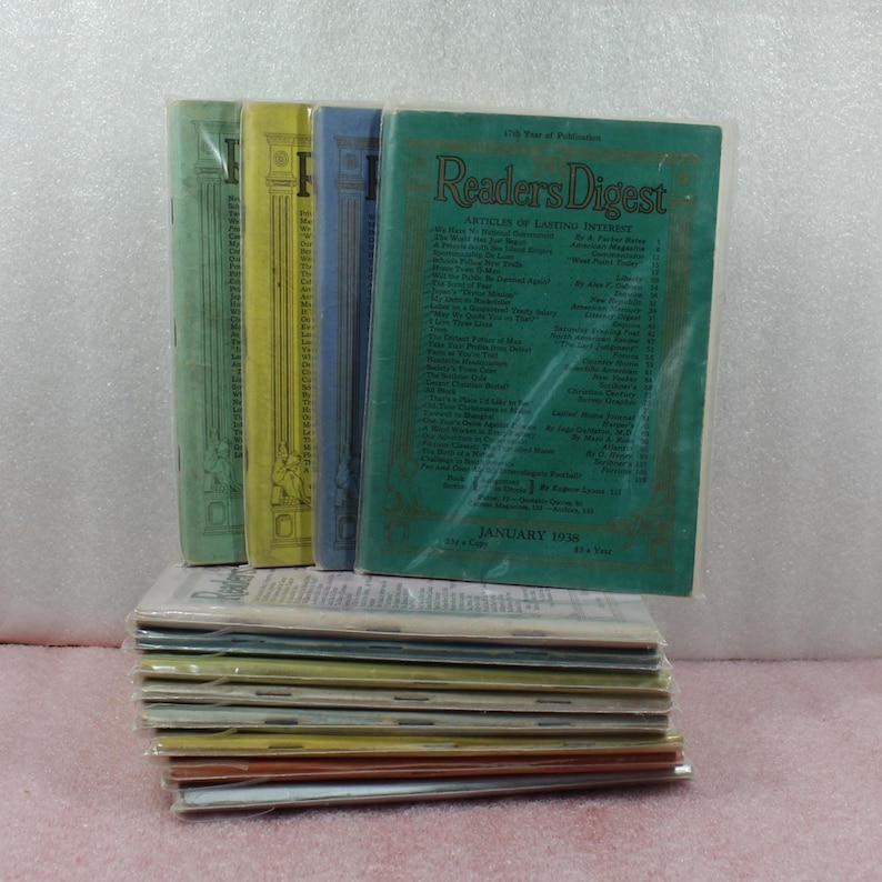 1938 Readers Digest Magazine Full Year 12 Issues Vintage Complete Set ...