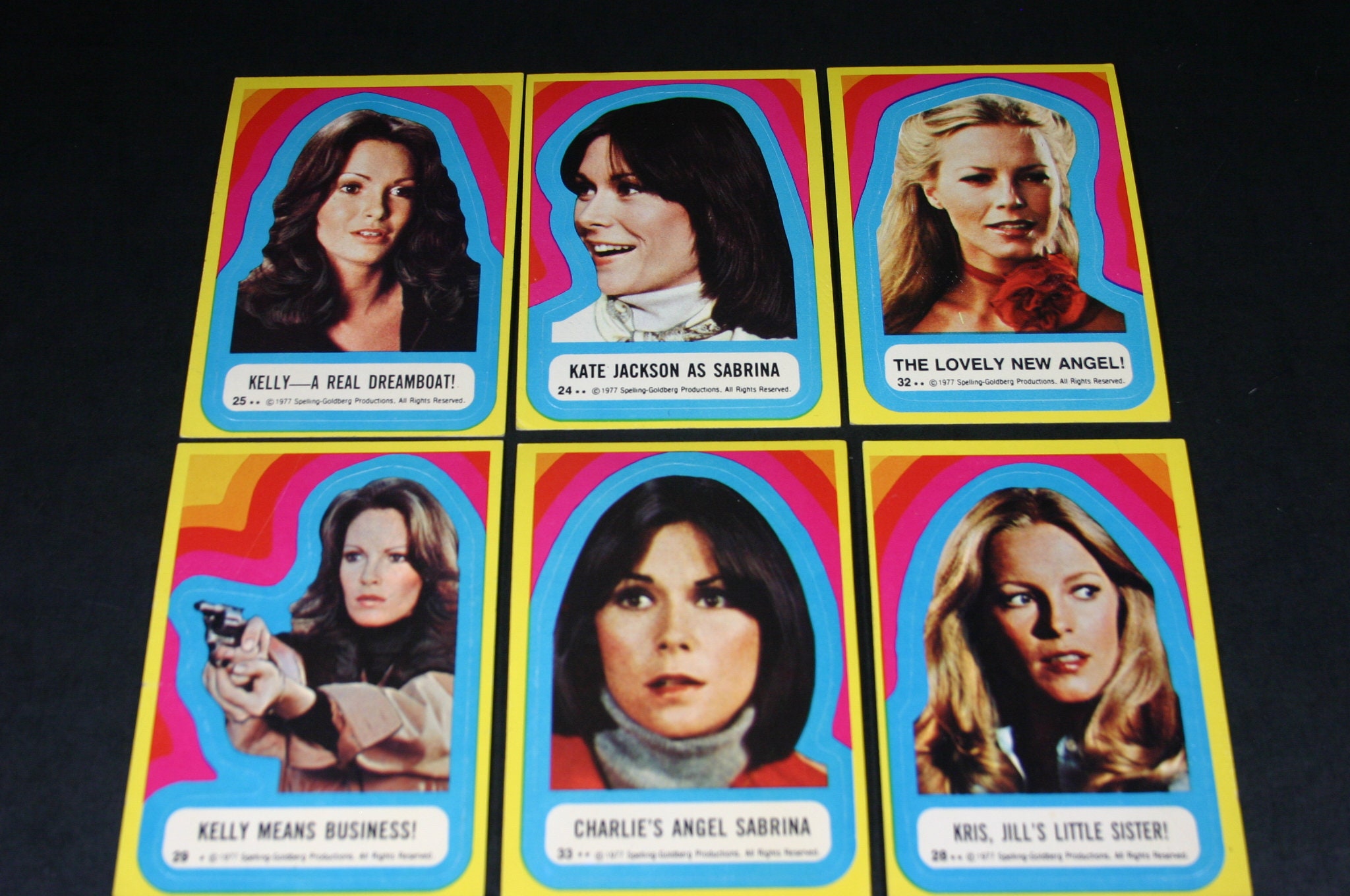 Vintage Charlie's Angels 1977 Topps Trading Card Sticker Lot of 6