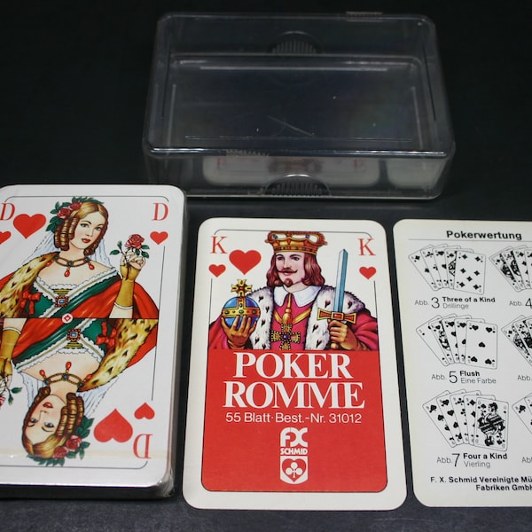 Poker Romme FX SCHMID BLATT Vintage Playing Cards / Sealed Deck / 55 Blatt Best-Nr. 31012 / Made in Germany