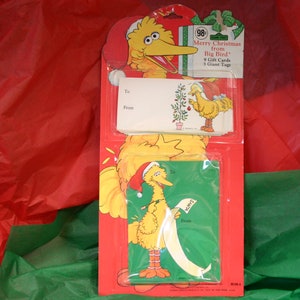 Vintage Sesame Street Giant Christmas Gift Tags / Big Bird Holiday Tags / Collectible / Muppets Inc.