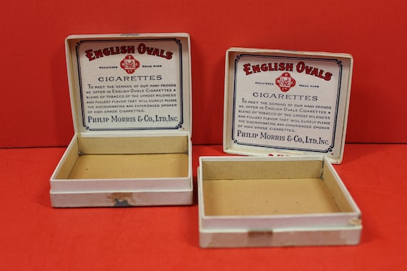 english ovals cigarettes for sale Vintage Philip Morris Cigarette Box Lot of 2 - Empty / Vintage Tobacco  Advertising