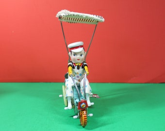 WIND UP L TRICYCLE 　男の子と女の子のペアセット 1990s Vintage TRICYCLE WITH BELL Wind Up Tin Toy In Original