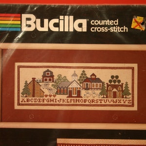 Bucilla Counted Cross Stitch Kit #40246 &quot;Main Street&quot; / NIP / Vintage / Folk Art