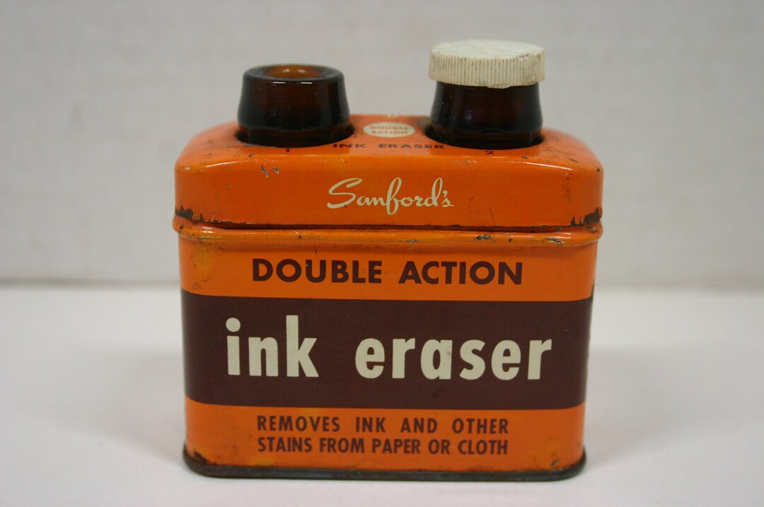 Sanford's Double Action Ink Eraser Tin With Bottles / Etsy