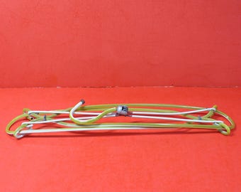 Collapsible Travel Hanger Vintage Yellow Plastic Vinyl Coated Covered Metal Wire Clothes Garment Hanger