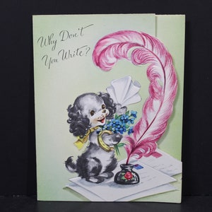 Vintage Card - Why Don&#39;t You Write / Puppy Dog / Unused / No Envelope