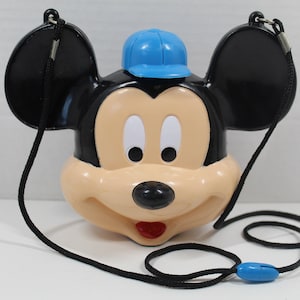 Vintage Mickey Mouse Plastic Canteen - Walt Disney Company / Kids Water Bottle Mickey Mouse Head / Children&#39;s Toy Canteen / Camping / Beach