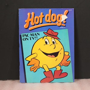 80's Hot Dog Magazine Book Issue 17 Pac-Man On TV by Scholastic and Lucky Book Club / Action Figure Collecting and Penguins / Cartoon Retro
